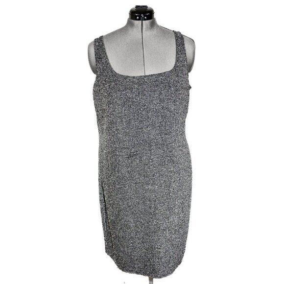 VTG BEBE 1X Silver Mini Dress Sleeveless Shimmer Y2K Plus Shiny Party Metallic - Picture 1 of 4